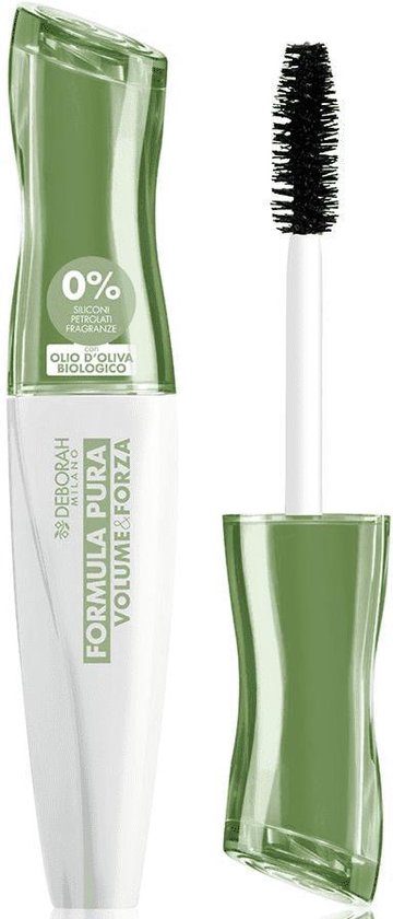 Deborah Milano Formula Pura Volume & Forza Mascara - Volume mascara voor de gevoelige ogen - 96% natuurlijke ingrediënten - Beschermend en voedend - Zwart - 12 ml