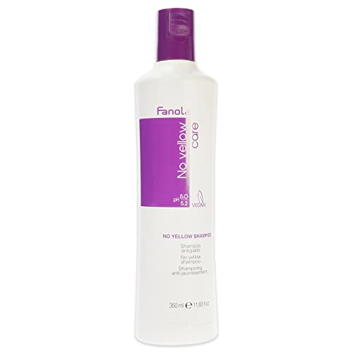 FANOLA 8032947861460 No Yellow Zilver-glans-shampoo, anti-vergeling, haarshampoo voor geblondeerd haar met paarse pigmenten, versterkt glans en haarkleur, 350 ml,Meerkleuren