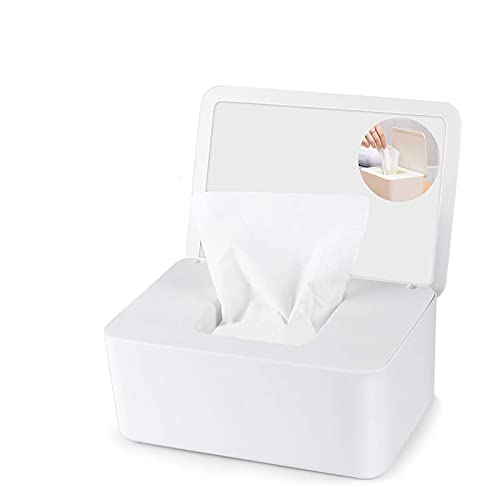 Natte doekjes Opbergdoos, veegt Dispenser Baby Luier Natte Tissue Box Houder Houdt doekjes vers met Deksel Seal Wipes Dispenser Box Stofdichte Stijl Droog Nat Tissue Papier Case Houder voor Home Office Wit