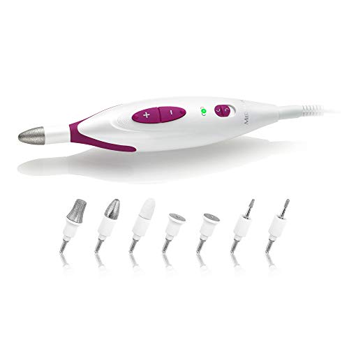 Medisana MP 815 Elektrische Manicure & Pedicure Set, Met 7 Nagelverzorgingshulpstukken, 2 Snelheidsinstellingen Voor Nagels, Nagelriemen en Eelt, Wit