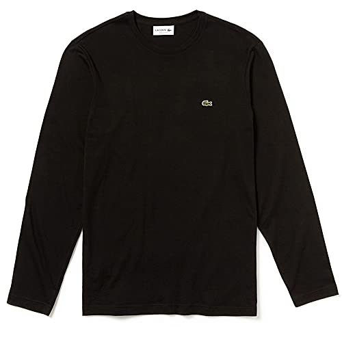 Lacoste Heren T-shirt met ronde hals en lange mouwen, Zwart (Zwart 031), XS