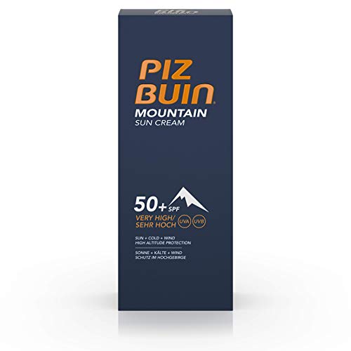 Piz Buin Mountain zonnecrème met SPF 50+, zonwering speciaal voor skiën en wandelen, tegen wind en kou, 50 ml