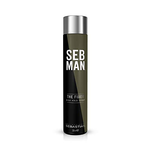 SEB MAN The Fixer Fixeerspray met 24 uur vochtbescherming en sterke grip, hermodelleerbare haarlak voor flexibele stijlen, haarspray met stimulerende geur van bergamot en roze peper, 200 ml