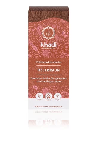 khadi Plantenhaarverf, lichtbruin, haarkleur bruin met henna en amla, natuurlijke haarkleur, 100% natuurlijk en veganistisch, gecertificeerde natuurlijke cosmetica, 100 g