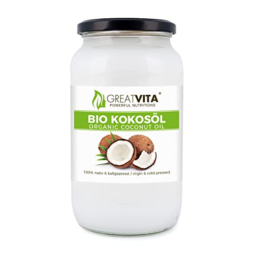 MeaVita Bio kokosolie, eerste klas, 100% koudgeperst & zuiver, (1 x 1000 ml) in glas