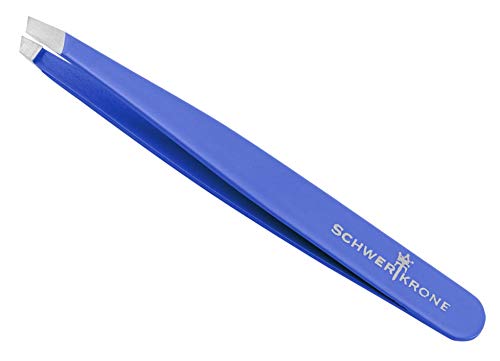 Schwertkrone Pincet professioneel roestvrij staal 8 cm schuin wenkbrauwen epileren (blauw)