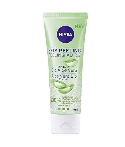 NIVEA rijstscrub met biologische aloë vera, natuurlijke gezichtsreiniging met hoge scrub-intensiteit, scrub voor het gezicht zonder microplastic.