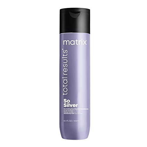 Matrix Haarshampoo voor blond en grijs haar voor het neutraliseren van geelbeten, met paarse pigmenten, Total Results So Silver Shampoo, 1 x 300 ml