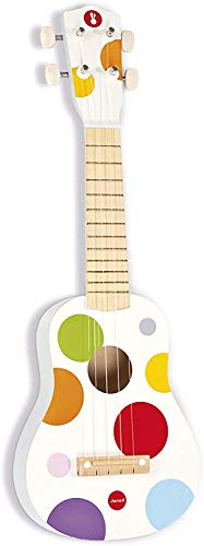 Janod houten ukelele 'confetti' - houten speelgoed voor kinderen - muziekinstrument voor kinderen - kindergitaar - vanaf 3 jaar J07597