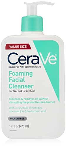 CeraVe Schuimende gezichtsreiniging, 473 ml, voor dagelijks gebruik, normale tot olieachtige huid.