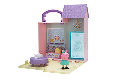 Jazwares 97005 Peppa Pig kleine bakkerij, opklapbare speelset met handgreep, 1 exclusief speelfiguur en veel accessoires, speelhuis met functie, origineel Peppa Pig speelgoed voor kinderen vanaf 2 jaar