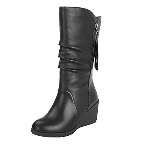 Enkellaarzen voor vrouwen, outdoor slip-laarzen, dames, enkellaarzen, antislip, korte laarzen, thermische laarzen, winter, sneeuwlaarzen, bruiloftsschoenen dames, zwart, 38 EU
