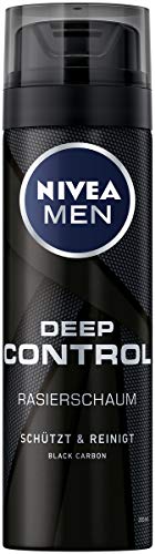 NIVEA MEN Deep Control scheerschuim (200 ml), scheerschuim voor een aangename scheerbeurt, scheerschuim voor heren met Black Carbon