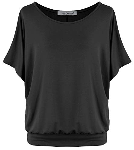 Van Der Rich ® - Oversize T-shirt met vleermuismouwen (Made in Italy) - Dames, zwart, L