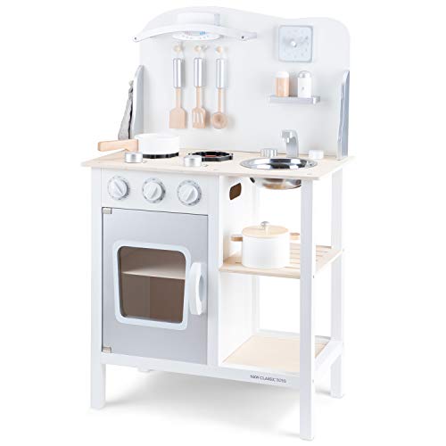 Eitech GmbH New Classic Toys - 11053 - kinderrollenspel - houten kinderkeuken Bon Appétit - Rose - inclusief accessoires wit