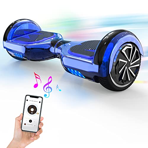 Hoverboard, 6.5 inch Self Balancing Scooter Hoverboard with Bluetooth Speaker Hoverboards for Kids Age 8-12 Segway Colorful Flashed LED Wheel Best gifts for kids Boys Girls Gifts Hoverboard go Kart (Blue)