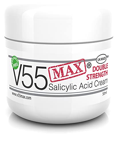 V55 MAX Dubbele Sterkte Salicylzuur Crème voor Puistjes Mee-eters Gerstekorrels Oneffenheden Probleem Huid Geschikt en Veilig voor mensen die Gevoelig zijn voor Acne – VRIJ van Parabenen – 50 gram