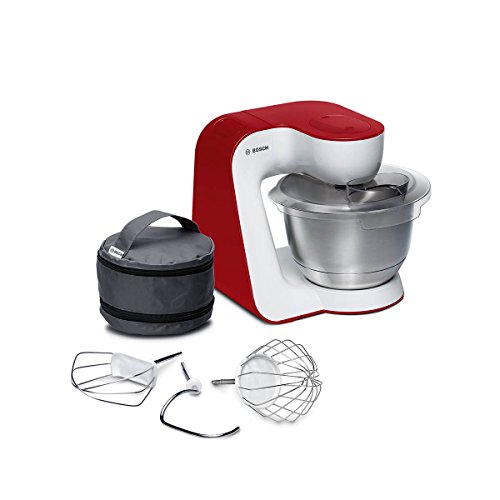 Bosch StartLine MUM54I00 Keukenmachine, 900 W, 3 liter, roestvrijstalen mengkom, eenvoudige hantering/opberging Keukenmachine. 28.2 cm l x 28.0 cm w x 27.1 cm h dieprood