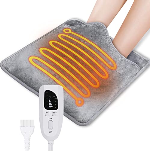 Wawaplu Elektrische voetwarmers, knuffelige voetenwarmer, automatische uitschakeling, wasbaar, elektrische voetenwarmer, snel verwarmend kussen voor voet, rug en hele lichaam, voor dames en heren, grijs