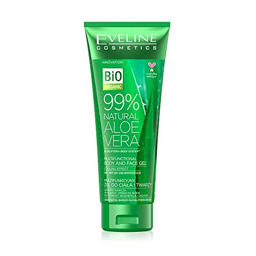 Eveline Cosmetics 99% Natuurlijke Aloë Vera Multifunctionele Gezichts En Lichaamsgel Voor De Droge En Geïrriteerde Huid | 250ml |Dagelijkse Huidverzorging | Verlichting Voor Beschadigde Huid
