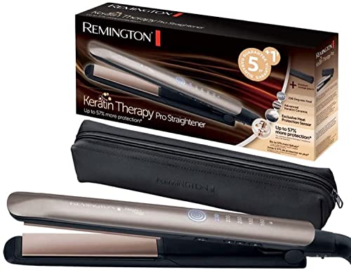 Remington Stijltang Keratine Therapy(hittebeschermingssensor om haarschade te verminderen,hoogwaardige keratine-keramische coating met amandelolie) digitaal display,160-230°C,incl. tas,stijltangS8593