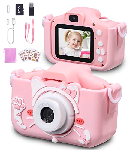 Kindercamera, digitale camera voor kinderen van 3 tot 12 jaar oud, jongens en meisjes, speelgoed met 12 megapixel/dual lens/2 inch beeldscherm/1080p HD/32G TF-kaart, verjaardagscadeau voor kinderen