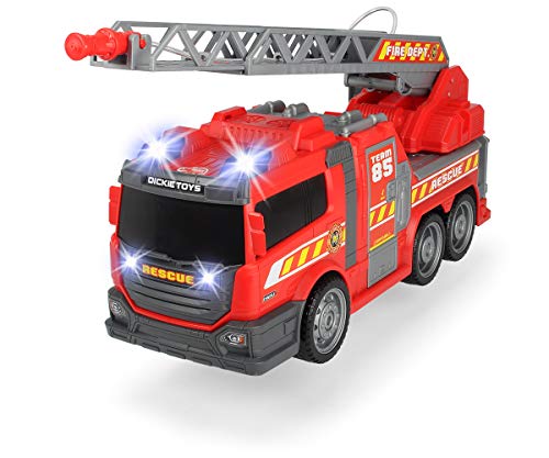 DICKIE Toys Fire Fighter, brandweerauto, speelgoedauto, brandweer, met waterspuitfunctie, ladder, zijpaneel om te openen, licht & geluid, incl. batterijen, 36 cm groot, vanaf 3 jaar