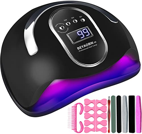 BEYAOBN 168W Nageltrockner UV LED Nagellampe Lampe für Nägel, Nageldroger voor Gel Nagellak, Auto Sensor Curing Lamp met 4 timerinstellingen, Professioneel Nagelgereedschap voor Vingernagels