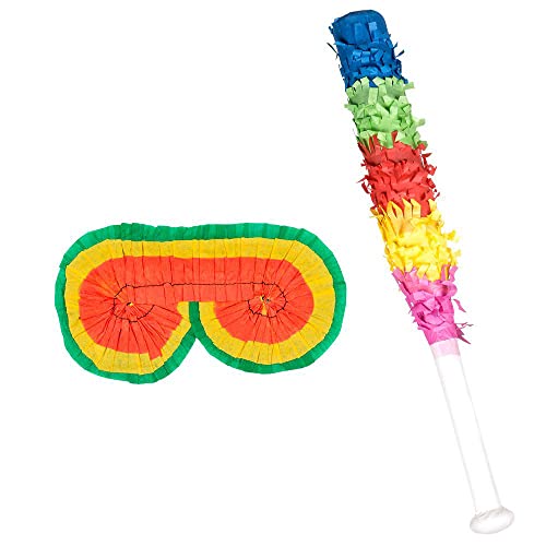 Boland 30903 Pinata-set, oogverband en racket, lengte slagstok 43 cm, kinderverjaardag, verjaardagsspel, verrassing, pinata-accessoires