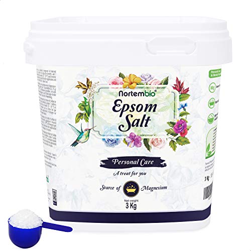 Nortembio Epsom Badzout 3 Kg. Geconcentreerde bron van Magnesium. 100% Zuiver. Badzout en Persoonlijke Verzorging. Beschikbaar E-Book.