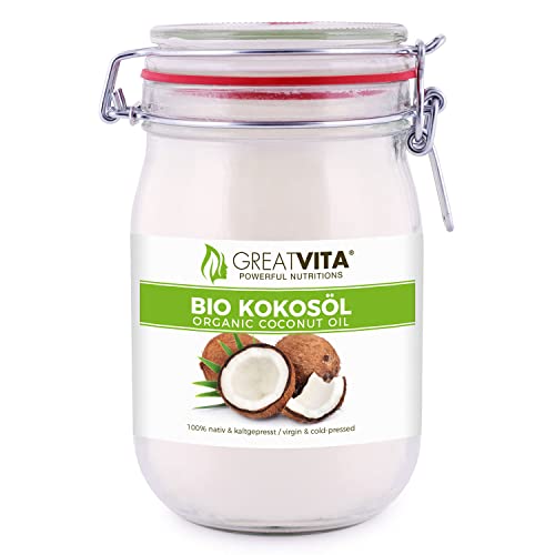 MeaVita biologische kokosolie in strijkglas, inheems, verpakking van 1 (1 x 1000 ml)