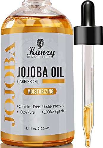 Kanzy Jojoba Olie 100% Puur Biologisch Koudgeperste Natuurlijke 120ml Jojoba Oil Organic voor Haar, Huid, Gezicht, Nagels en Lichaam