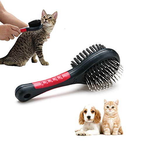 Locisne kat hond huisdier 2 in 1 dubbelzijdige verzorging borstel,huisdier ontwarren verzorging massage kam borstel siliconen+varkenshaar voor lang kort haar