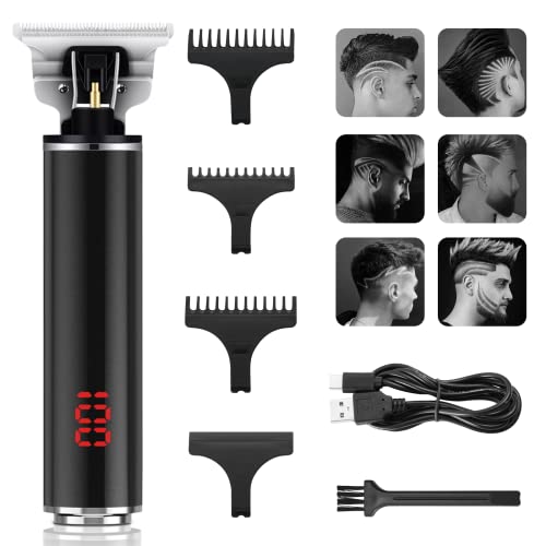 Tondeuse, T-Blade 0 mm Baardtrimmer, Elektrische Pro Li Professionele Elektrische Tondeuse Baardkit voor Mannen, USB Oplaadbaar LCD-scherm, T Trimmer Regular Cut voor Mannen, Cadeaus voor Mannen.