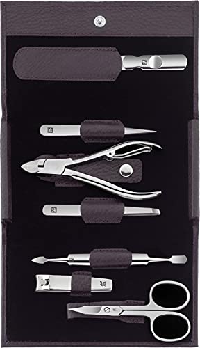 ZWILLING Klassiek Inox Manicure 7-Delige Set met Nette Lederen Zaak, Paars