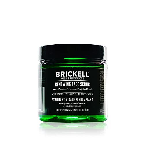 Brickell Men's Zuiverende Gezichtsscrub voor Mannen, Natuurlijke en Organische Diepe Reiniging, Gezichtsscrub met Jojoba Parels, Koffie-extract en Puimsteen, Geurend (59 mL)