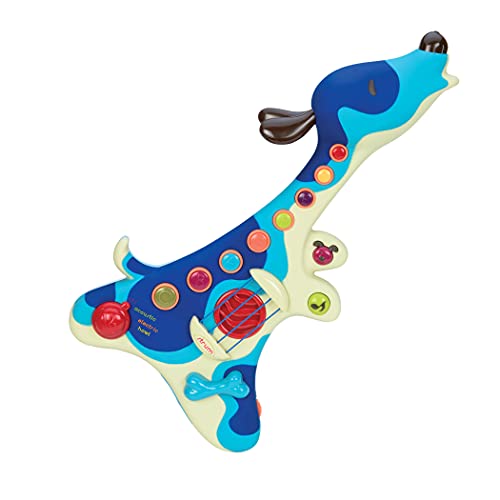 Battat BX1166X,B. Toys Woofer kindergitaar, elektrische gitaar, instrument met liedjes, akoestische gitaar en hondenbellen, speelgoed voor kinderen vanaf 2 jaar,veelkleurig