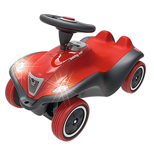 BIG 800056230 - Bobby Car NEXT Loopauto, met LED licht, voor Kinderen vanaf 1 Jaar, Rood/Zwartl, fluisterwielen, gemaakt in Duitsland