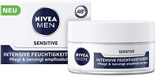 NIVEA MEN Sensitive Intensieve vochtinbrengende crème (50 ml), langdurige vochtverzorging voor de gevoelige huid, gezichtscrème voor mannen