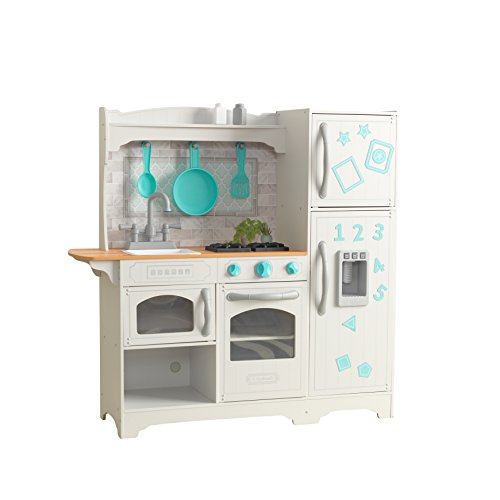 KidKraft 53424 Countryside speelgoedkeuken, een houten doen-alsof speelgoedkeuken voor kinderen met een ijsblokjesmaker en inclusief accessoires om allerlei rollen uit te beelden, EZ Kraft-montage