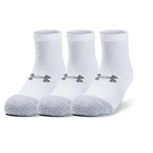 Under Armour Ua HeatGear Locut ademende sportsokken in verpakking van 3, hardloopsokken met dynamische grip en flexibiliteit, wit/staal, L (42-47)