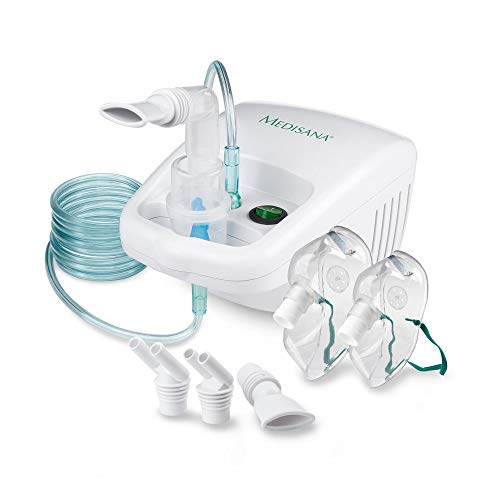 medisana IN 500 inhalator, compressor vernevelaar met mondstuk en masker voor volwassenen en kinderen, voor verkoudheid of astma met extra accessoires en lange buis