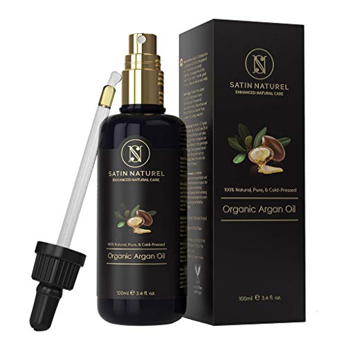 Arganolie voor haar 100 ml - 100% pure, organische, veganistische, koudgeperste haarolie voor droog beschadigd haar - vitaminrijk - anti -veroudering, zachte huid, gezond haar en nagels - massageolie - baardolie - satijn naturel