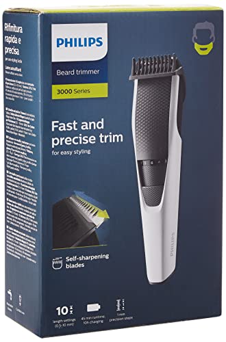 Philips Beardtrimmer Series 3000-10 Lengtestanden - Lift & Trim-systeem - Roestvrijstalen messen - Huidvriendelijke mesjes - Gemakkelijk schoon te maken - BT3206/14