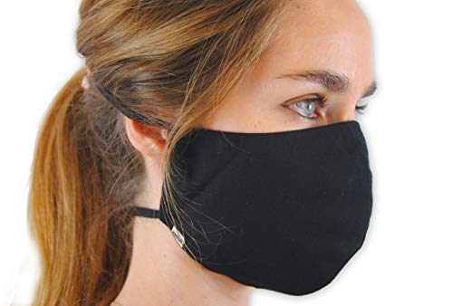 KMINA Pro Mondkapje, wasbaar, mondmasker, wasbaar, mondmasker, zwart, stoffen masker, herbruikbaar, oorvriendelijk, voorraadverpakking