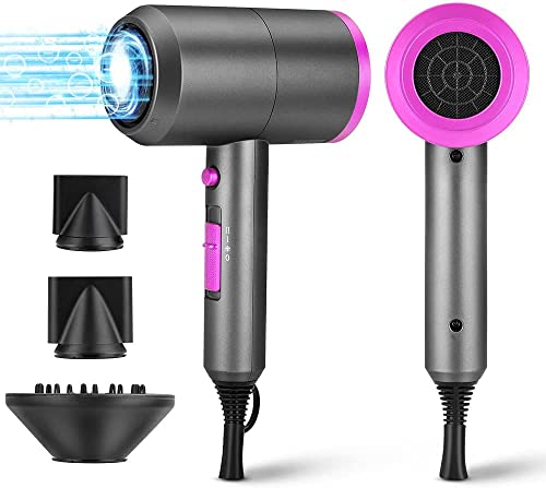 Professionele haardroger met diffuser, ionen-salon föhn, krachtige 1800 W motor, snelle droger, föhn met stylingmondstuk, stille 3 snelheden en 3 warmtekoude, warme coole shot vrouwen haardroger