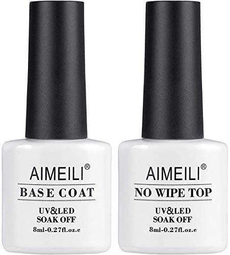 AIMEILI Top Coat en Base Coat Set UV LED Nagellak Gel Nagellak Soak-Off Clear Gloss Nagel Gel Nail Polish Art Manicure 2pcs x 8 ml