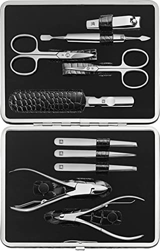ZWILLING Klassiek Inox Manicure Pedicure 10-Delig Set in Zwart Lederen Zaak