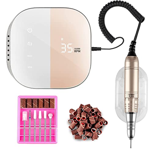 Madenia Touchpro Elektrische nagelboor, 35.000 tpm, professionele nagelvijl-/manicure-/pedicureset, met HD digitaal display, stil, trillingsarm, roze