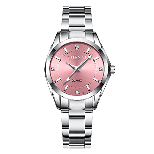 Dameshorloge Klassiek Zakelijk Polshorloge,Elegant Stalen Armband, Analoog Zilveren Kwartshorloge,Cadeaus voor Jou en je Familie en Vrienden(Roze)